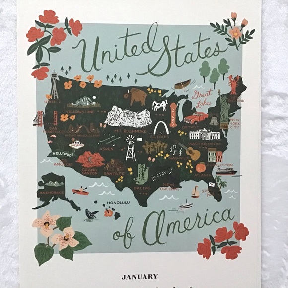 Anthropologie Rifle Paper Co. 12 Art Prints 2022 World Traveler Calendar NEW - Picture 4 of 7